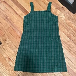 United by Blue 100% Organic Green PlaidCord Pinafore Size S NWT